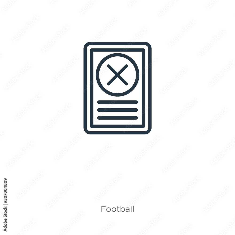 Poster red icon. thin linear red outline icon isolated on white background from football collection. line v