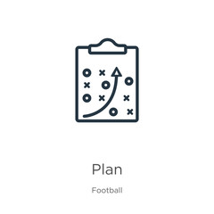 Plan icon. Thin linear plan outline icon isolated on white background from football collection. Line vector plan sign, symbol for web and mobile