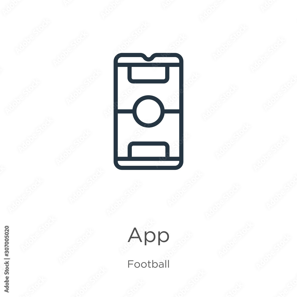 Poster app icon. thin linear app outline icon isolated on white background from football collection. line v