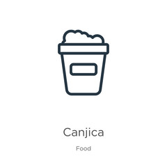 Canjica icon. Thin linear canjica outline icon isolated on white background from food collection. Line vector canjica sign, symbol for web and mobile