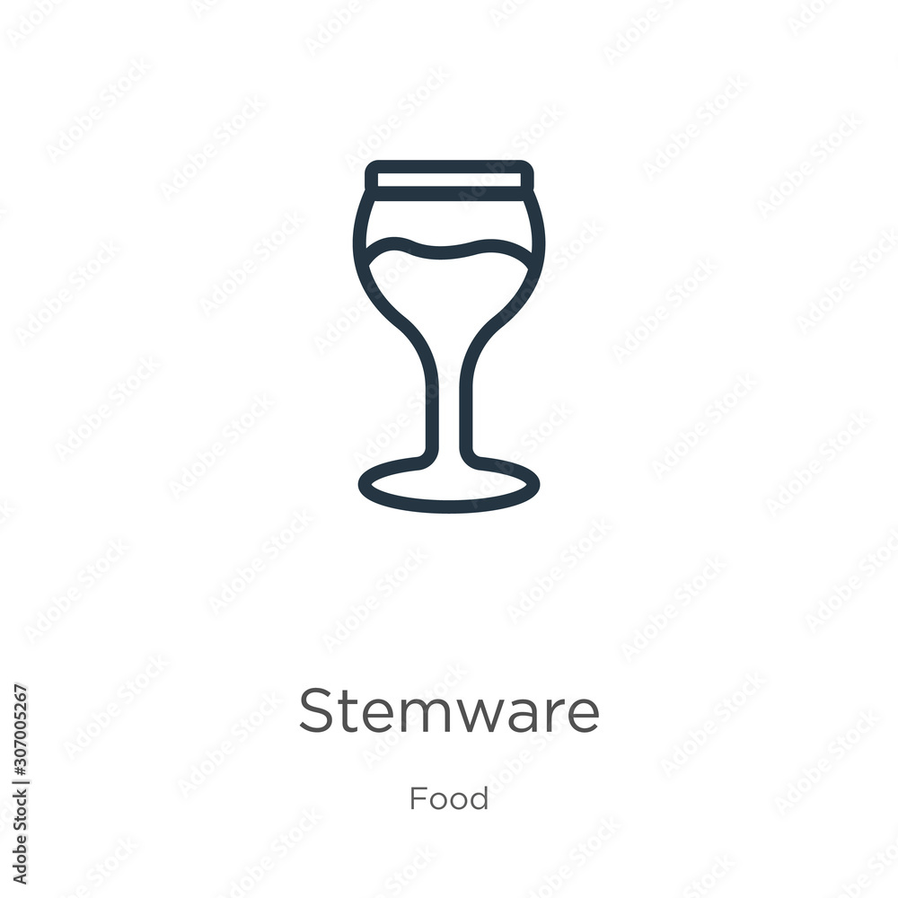 Poster stemware icon. thin linear stemware outline icon isolated on white background from food collection. 