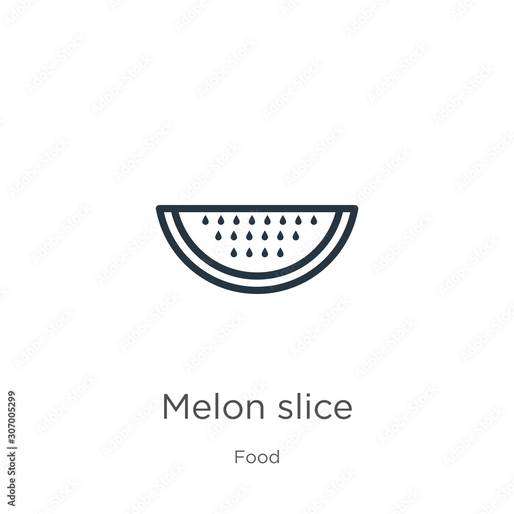 Poster melon slice icon. thin linear melon slice outline icon isolated on white background from food collec