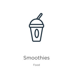 Smoothies icon. Thin linear smoothies outline icon isolated on white background from food collection. Line vector smoothies sign, symbol for web and mobile