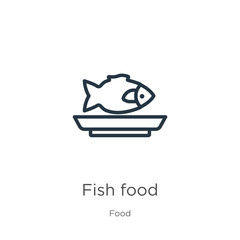 Fish food icon. Thin linear fish food outline icon isolated on white background from food collection. Line vector fish food sign, symbol for web and mobile