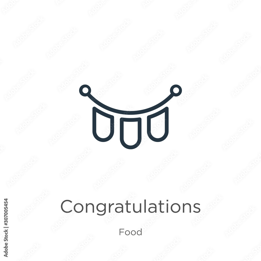 Poster congratulations icon. thin linear congratulations outline icon isolated on white background from foo