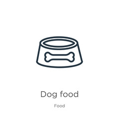 Dog food icon. Thin linear dog food outline icon isolated on white background from food collection. Line vector dog food sign, symbol for web and mobile