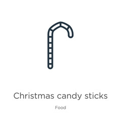 Christmas candy sticks icon. Thin linear christmas candy sticks outline icon isolated on white background from food collection. Line vector christmas candy sticks sign, symbol for web and mobile