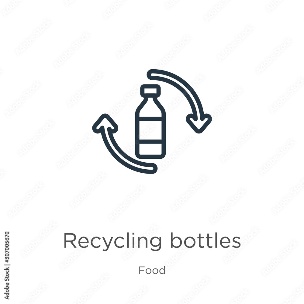 Poster recycling bottles icon. thin linear recycling bottles outline icon isolated on white background from
