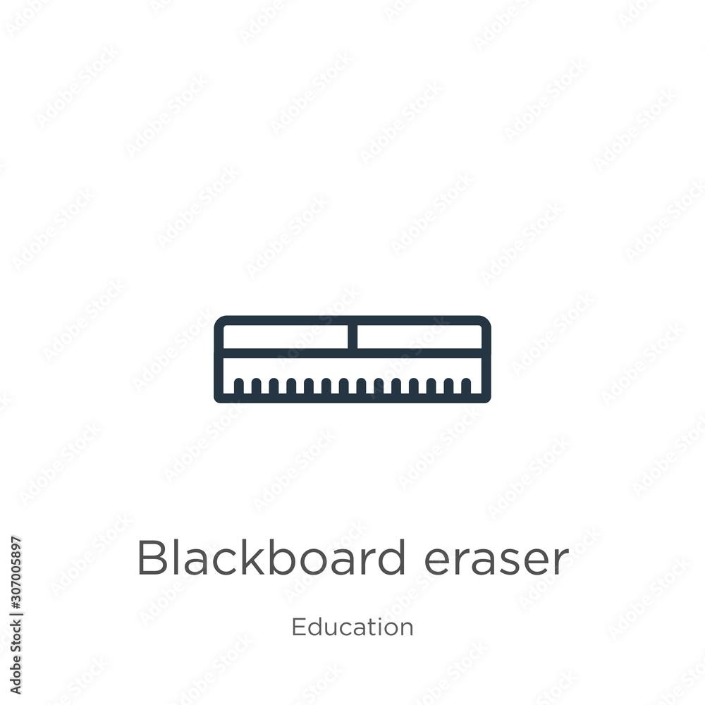 Poster blackboard eraser icon. thin linear blackboard eraser outline icon isolated on white background from