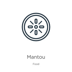Mantou icon. Thin linear mantou outline icon isolated on white background from food collection. Line vector mantou sign, symbol for web and mobile