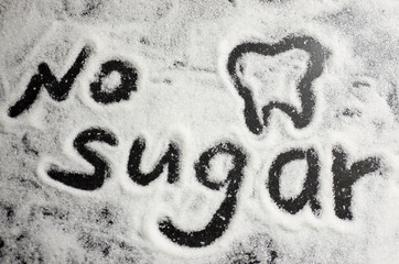 the inscription of sugar-free sugar, caries prevention, dental health care, causes of carious lesions, diabetes, obesity, no sugar