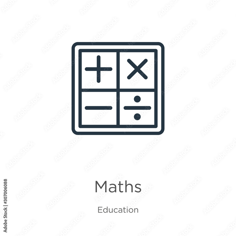 Poster maths icon. thin linear maths outline icon isolated on white background from education collection. l