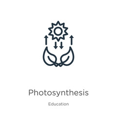 Photosynthesis icon. Thin linear photosynthesis outline icon isolated on white background from education collection. Line vector photosynthesis sign, symbol for web and mobile
