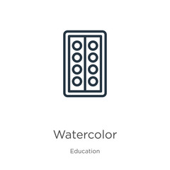 Watercolor icon. Thin linear watercolor outline icon isolated on white background from education collection. Line vector watercolor sign, symbol for web and mobile