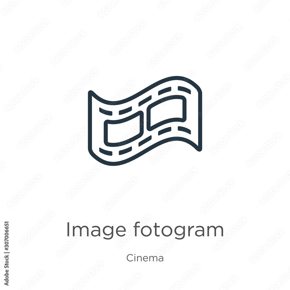 Poster image fotogram icon. thin linear image fotogram outline icon isolated on white background from cinem