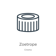 Zoetrope icon. Thin linear zoetrope outline icon isolated on white background from cinema collection. Line vector zoetrope sign, symbol for web and mobile