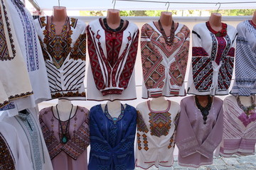 Vyshyvanka is a traditional ukrainian dress with colorful traditional ornament