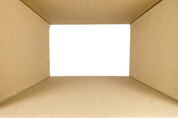 cardboard box for parcels inside with clipping path, look inside, mock up, copyspace