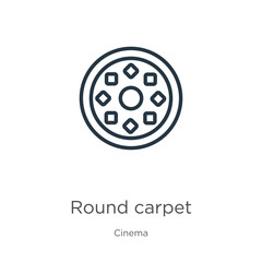 Round carpet icon. Thin linear round carpet outline icon isolated on white background from cinema collection. Line vector round carpet sign, symbol for web and mobile