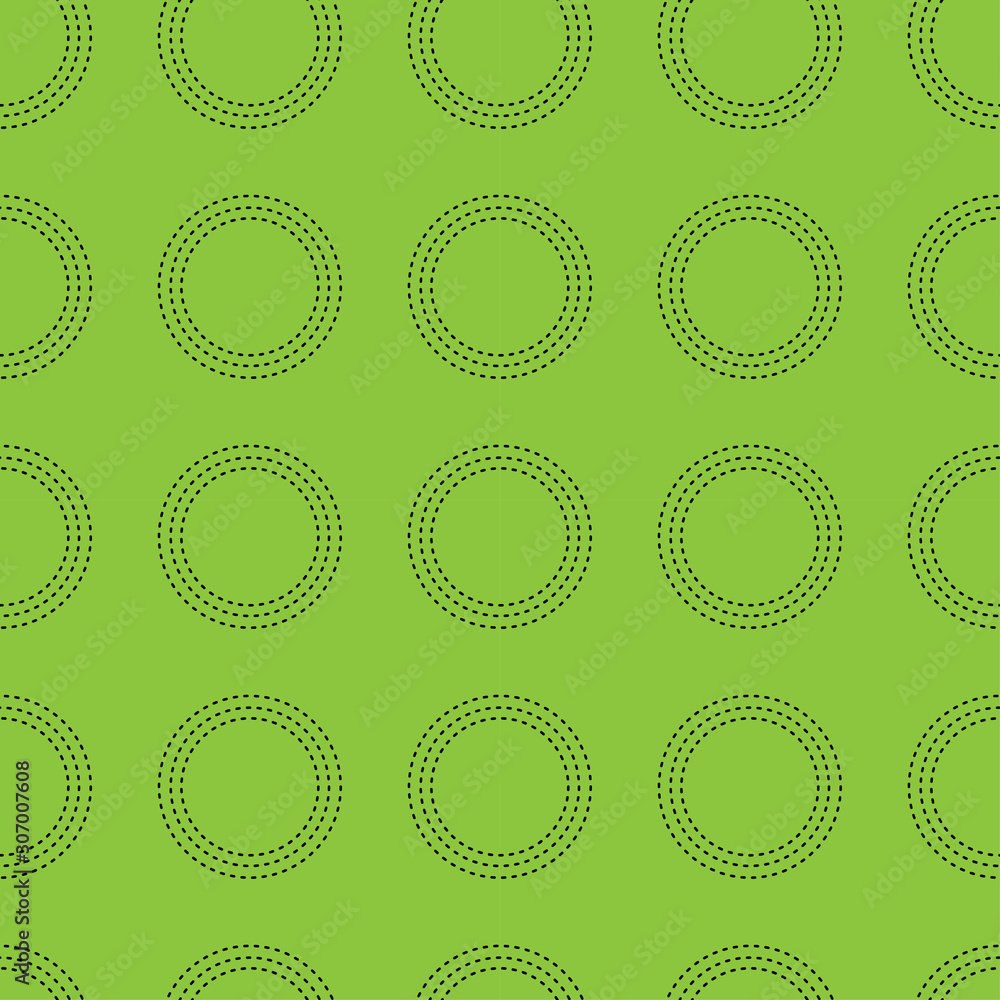 Aufkleber seamless abstract pattern of circles and dots. black on a green background. vector