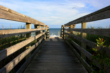 Wooden footbridge to the beach