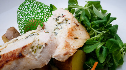 Chicken dish on a restaurant table