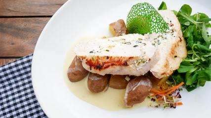 Chicken dish on a restaurant table