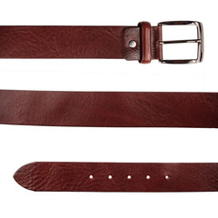 leather men's trouser belt isolated on white background