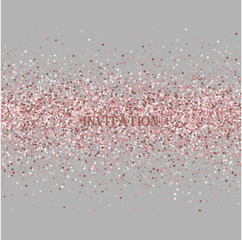 Pink glitter on a gray background. Idea for label, logo design element.