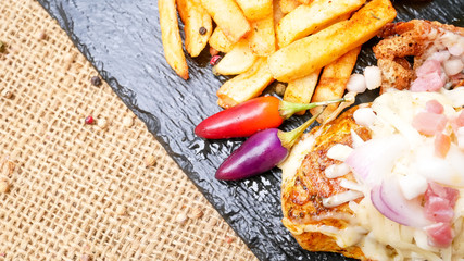 Chicken dish on a restaurant table