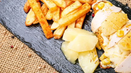 Chicken dish on a restaurant table