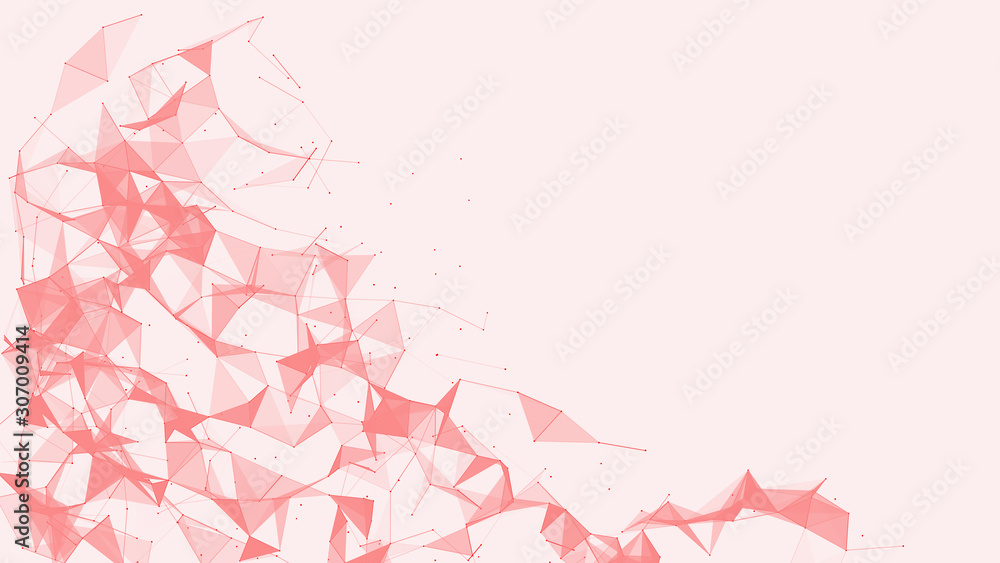 Fototapete Abstract white background with connecting dots and lines. Network connection structure. Red plexus. Vector Illustration.