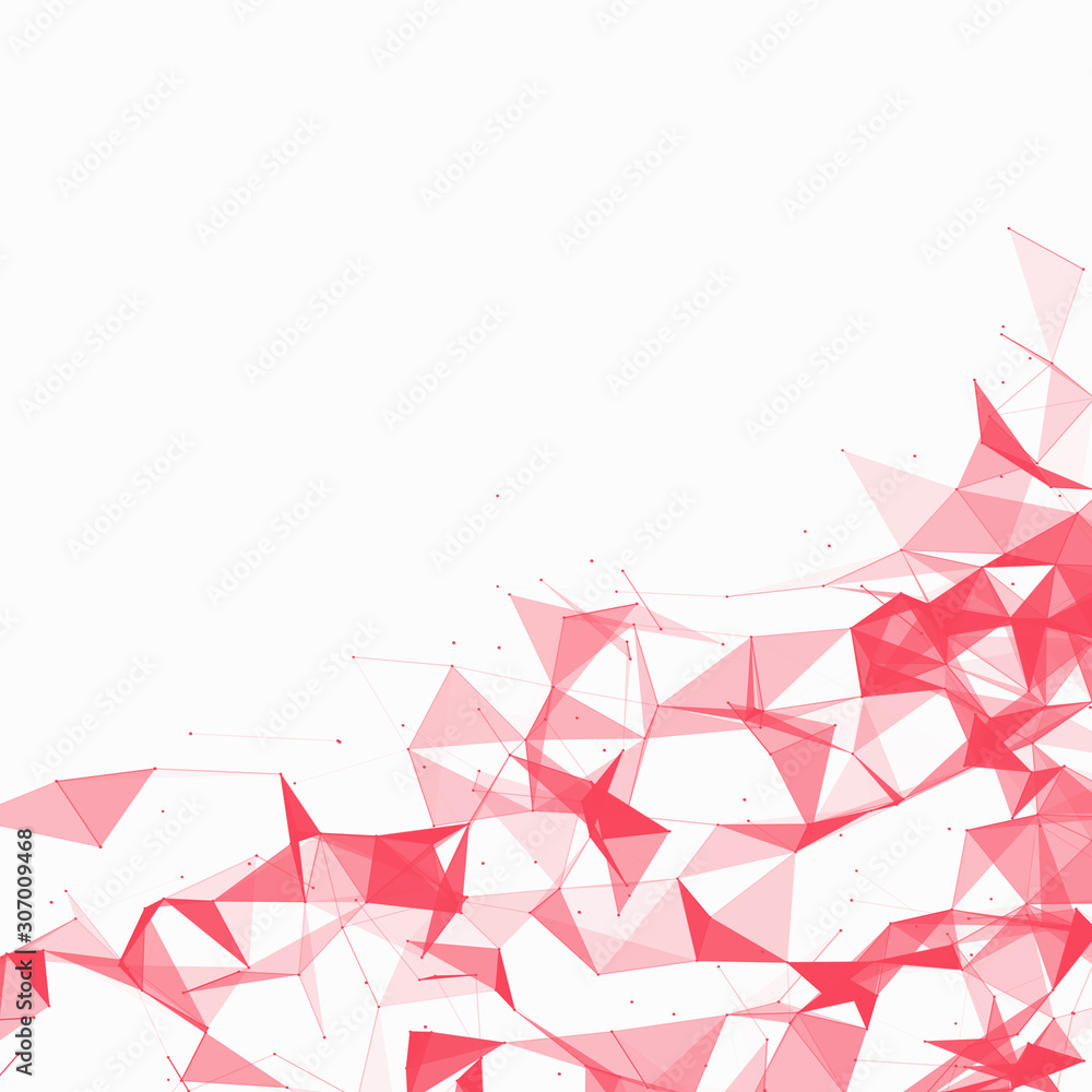 Poster Abstract white background with connecting dots and lines. Network connection structure. Red plexus. Vector Illustration.
