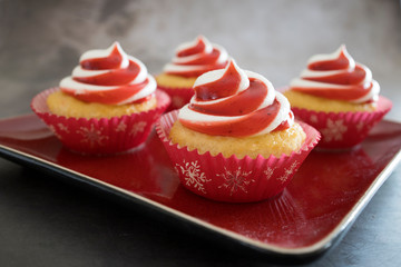 Red and White Swirled Holiday Cupcakes