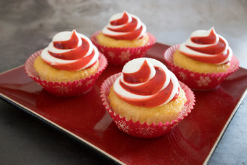 Red and White Swirled Holiday Cupcakes