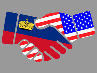 Liechtenstein and USA flags Handshake vector