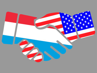 Luxembourg and USA flags Handshake vector