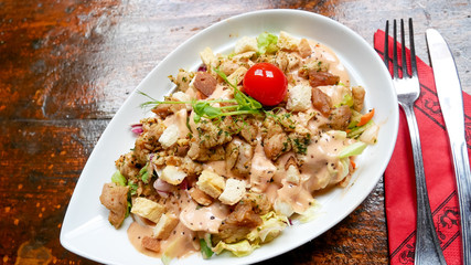 Chicken dish on a restaurant table
