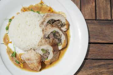 Chicken dish on a restaurant table