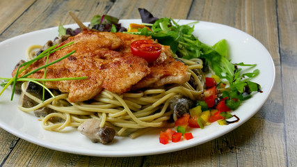 Chicken dish on a restaurant table