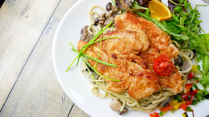 Chicken dish on a restaurant table