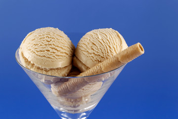 Turron ice cream, cold and very sweet dessert.