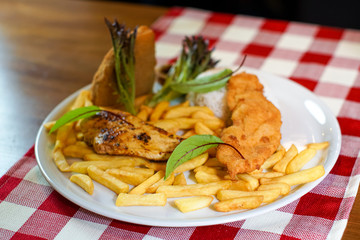 Chicken dish on a restaurant table