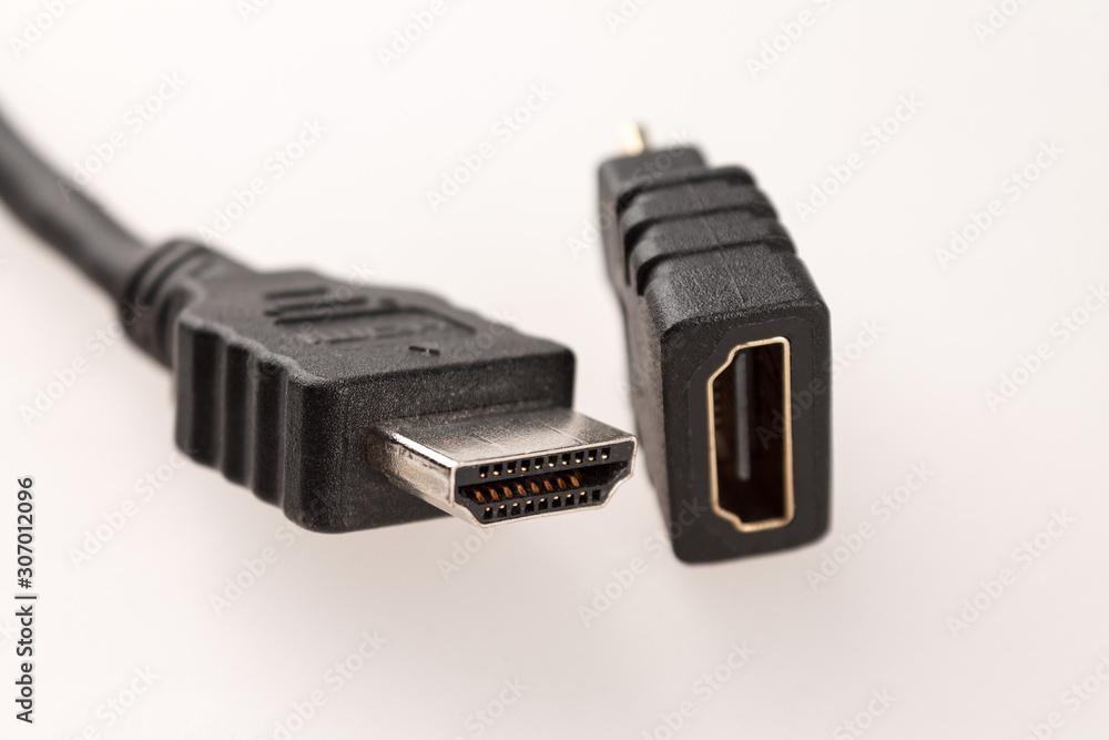 Poster mini hdmi adapter and hdmi connector to connect external monitors to computer with hdmi cable