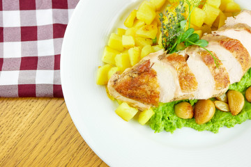 Chicken dish on a restaurant table