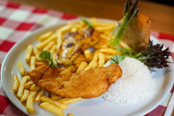 Chicken dish on a restaurant table