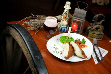 Chicken dish on a restaurant table