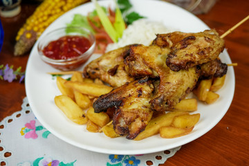 Chicken dish on a restaurant table