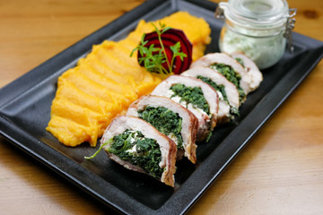 Chicken dish on a restaurant table