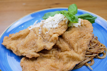 Chicken dish on a restaurant table